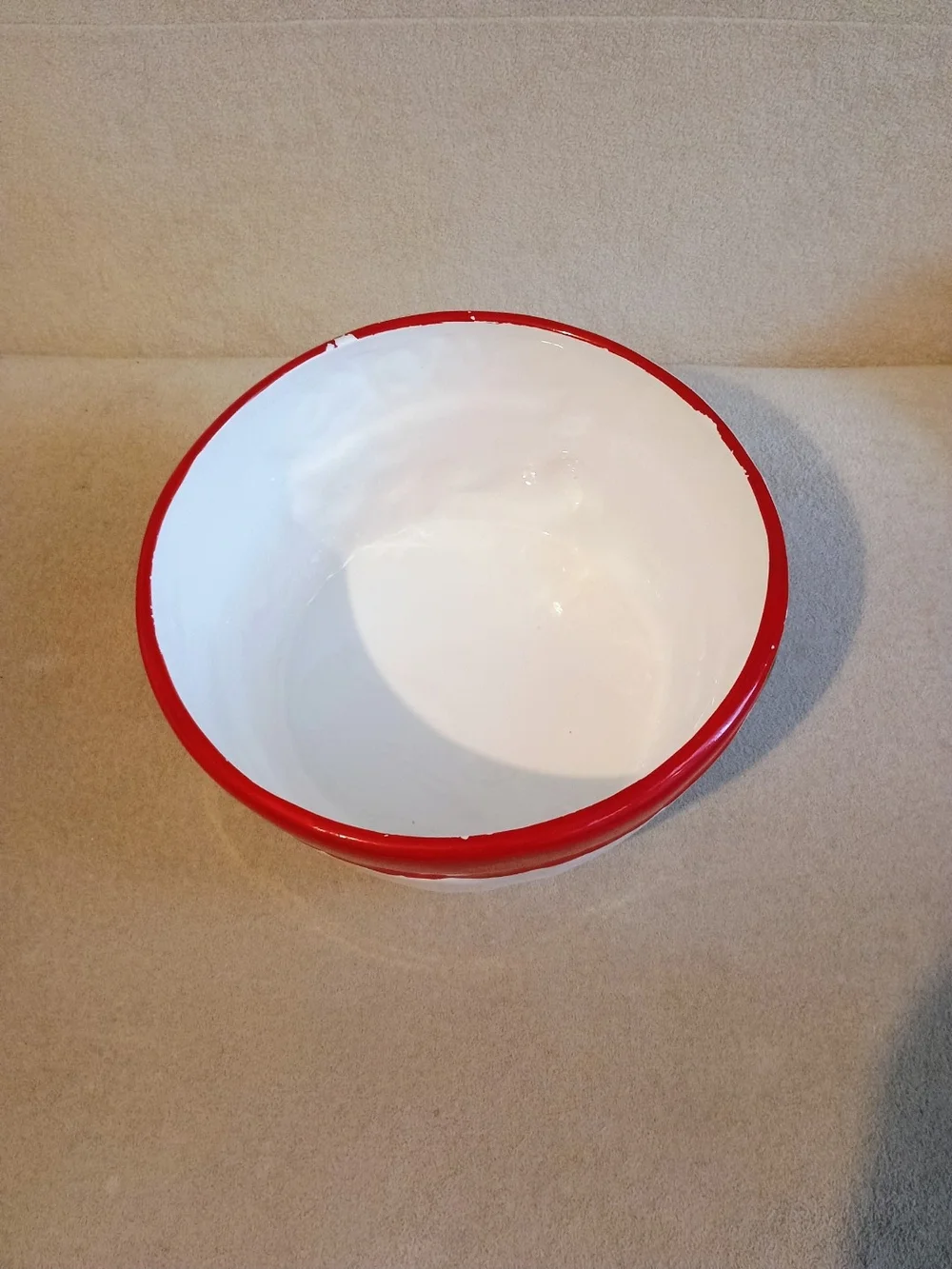 Santa Snacks Christmas Bowl Ceramic Glossy White Red Black Hand Wash